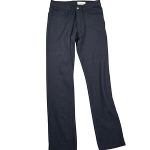 GUSTIN Mens Pants 32W 35L Black Straight Fit Casual Wool Trousers